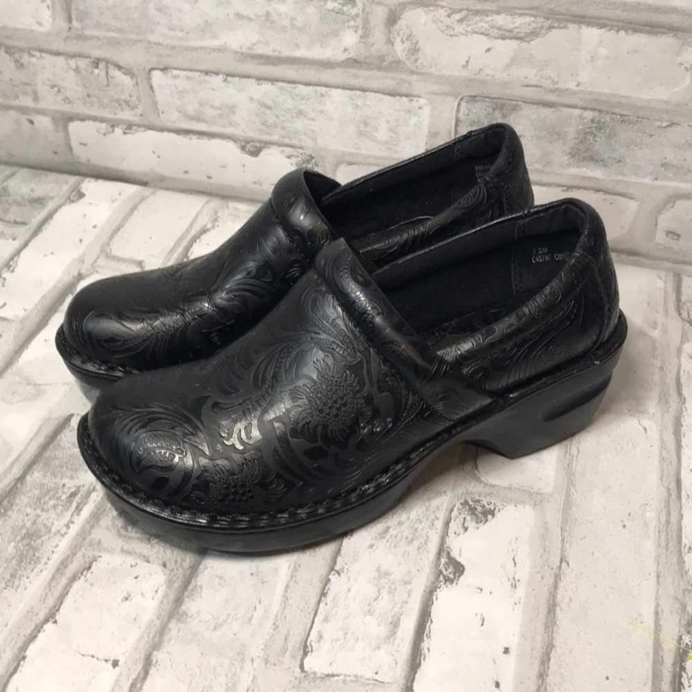 Boc Nursing Peggy Embossed Leather Clogs